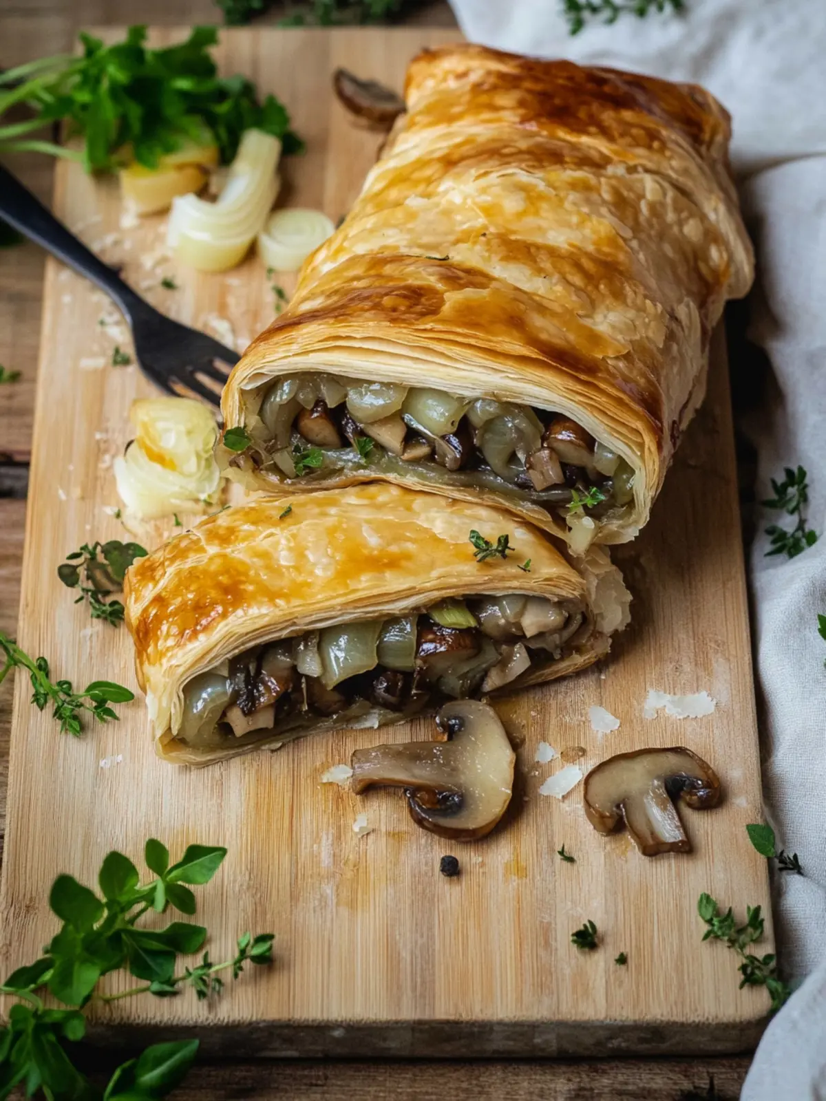 Mushroom Strudel with Leeks and Parmesan Cheese Delight 2 Mushroom Strudel with Leeks and Parmesan Cheese