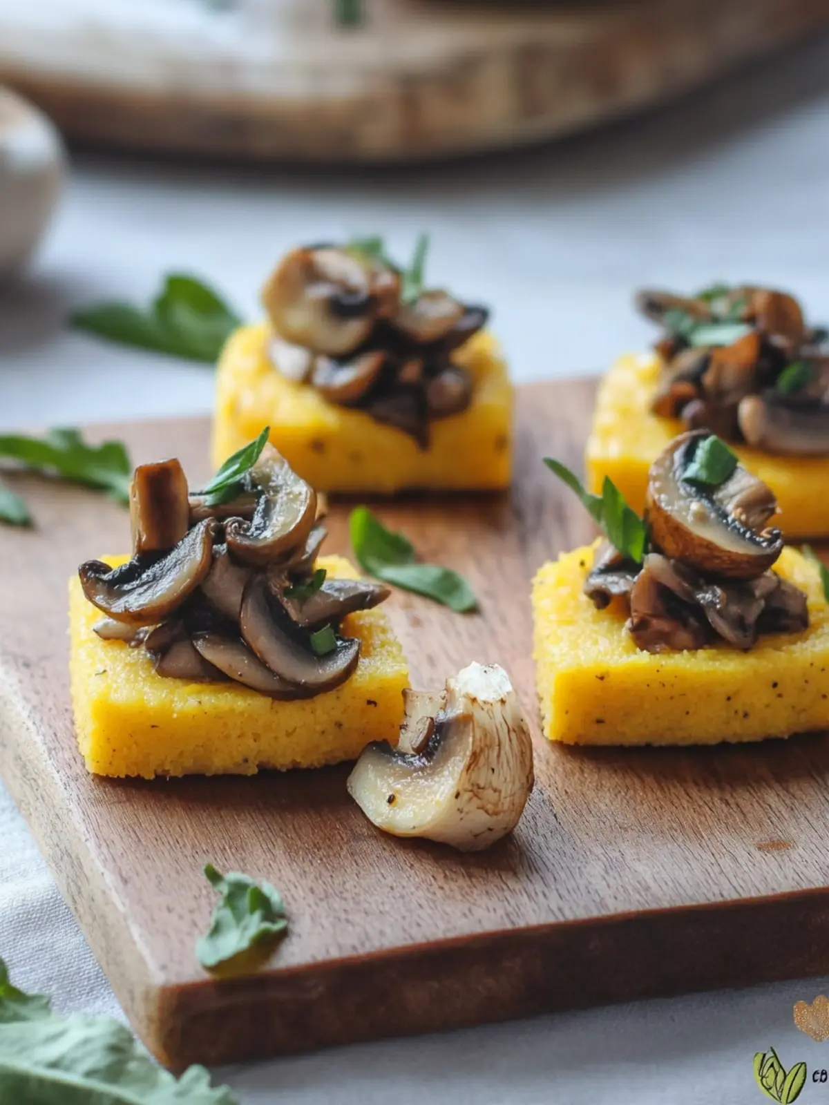 Savory Polenta Mushroom Canapé for Gourmet Snack Lovers 4 Polenta Mushroom Canapé