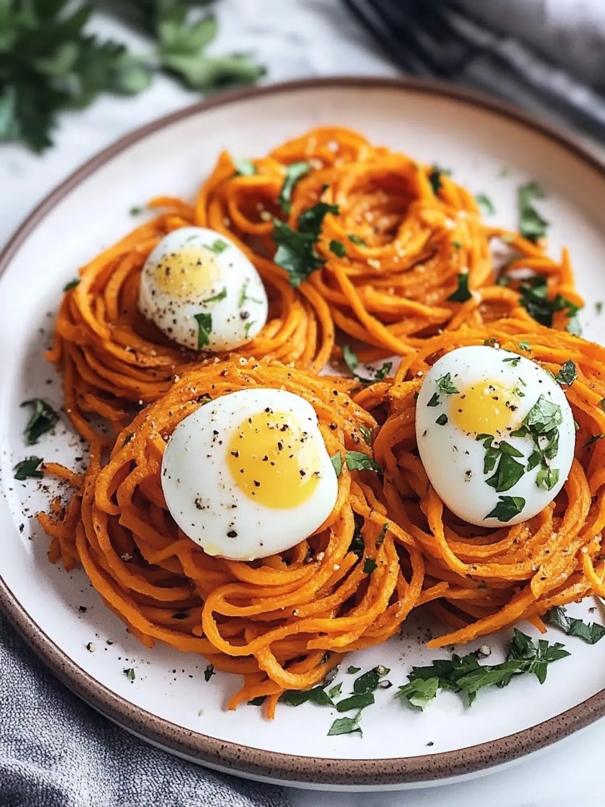 Delicious Spiralized Sweet Potato Egg Nests for Breakfast Bliss 3 Spiralized Sweet Potato Egg Nests