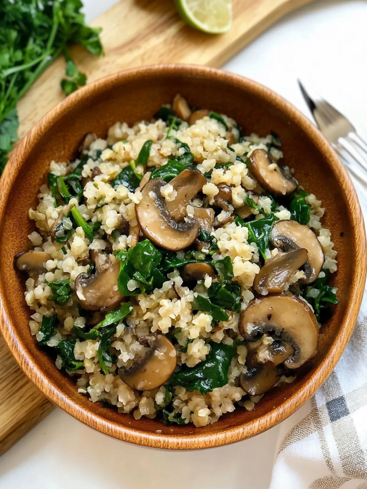 Savory Mushroom & Spinach Cauliflower Rice Made Easy 2 Mushroom & Spinach Cauliflower Rice