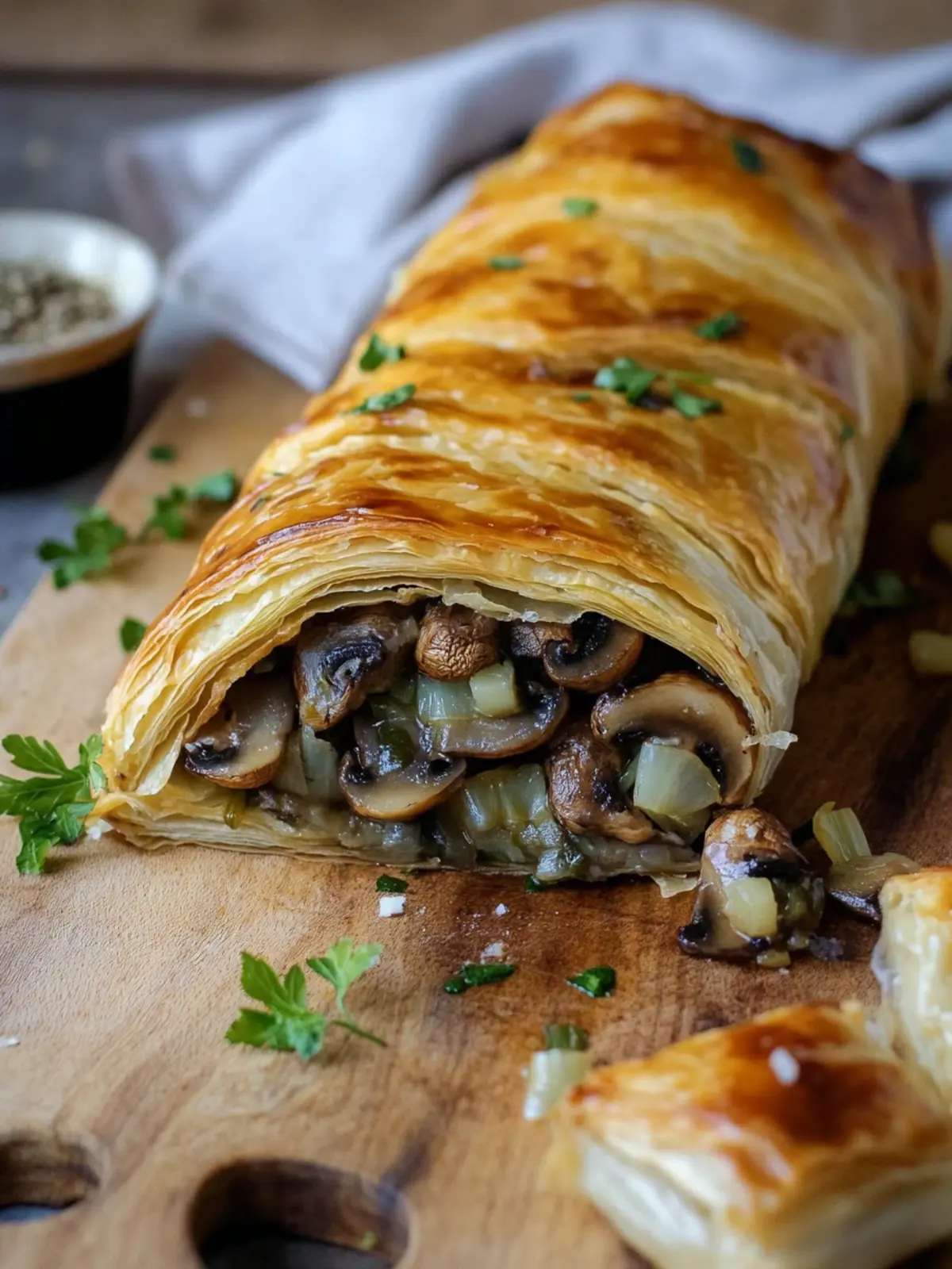 Mushroom Strudel with Leeks and Parmesan Cheese Delight 4 Mushroom Strudel with Leeks and Parmesan Cheese