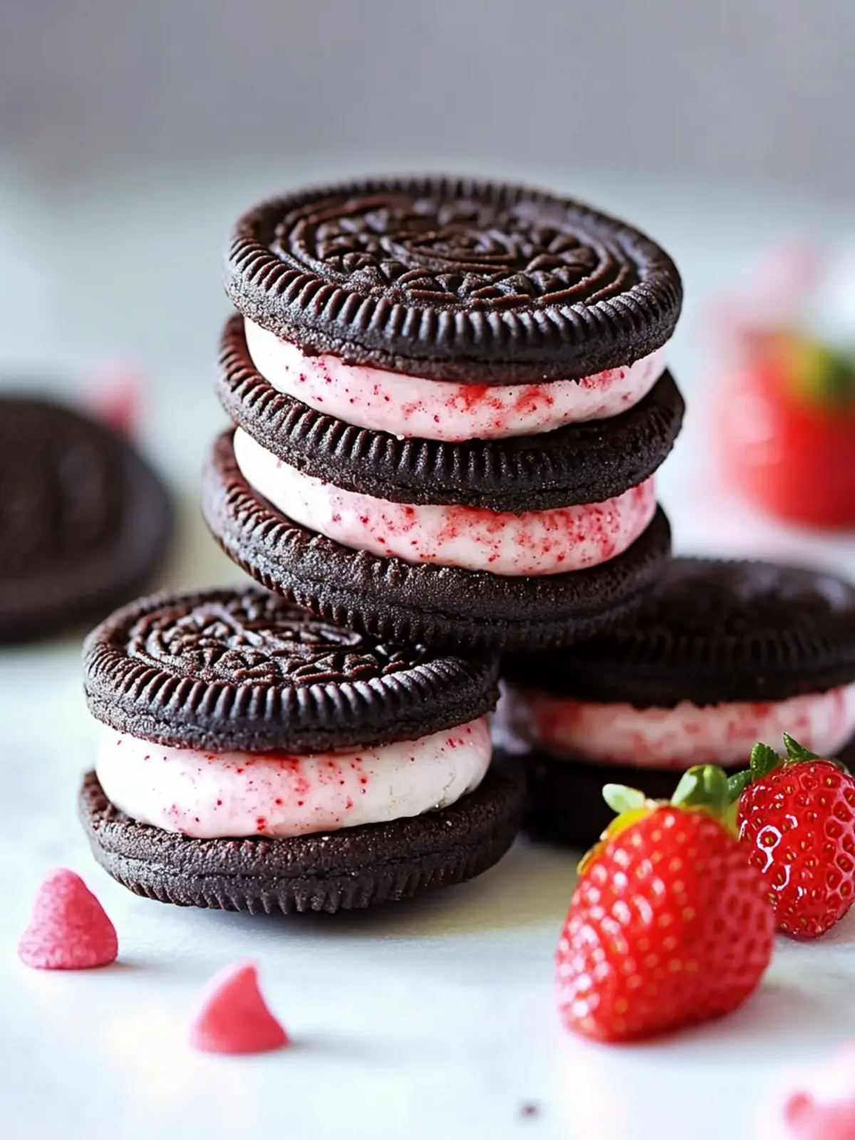 Indulge in Double Chocolate Strawberry Oreos for a Sweet Treat 2 Double Chocolate Strawberry Oreos