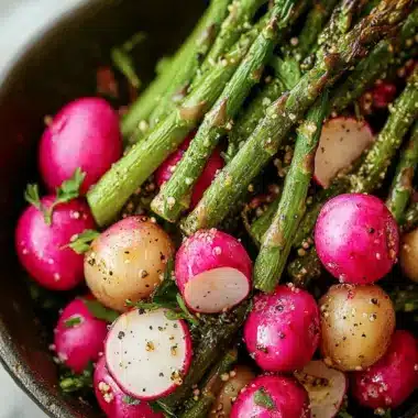 Roasted Asparagus and Radishes with Mustard Vinaigrette Bliss 9 Roasted Asparagus and Radishes with Mustard Vinaigrette