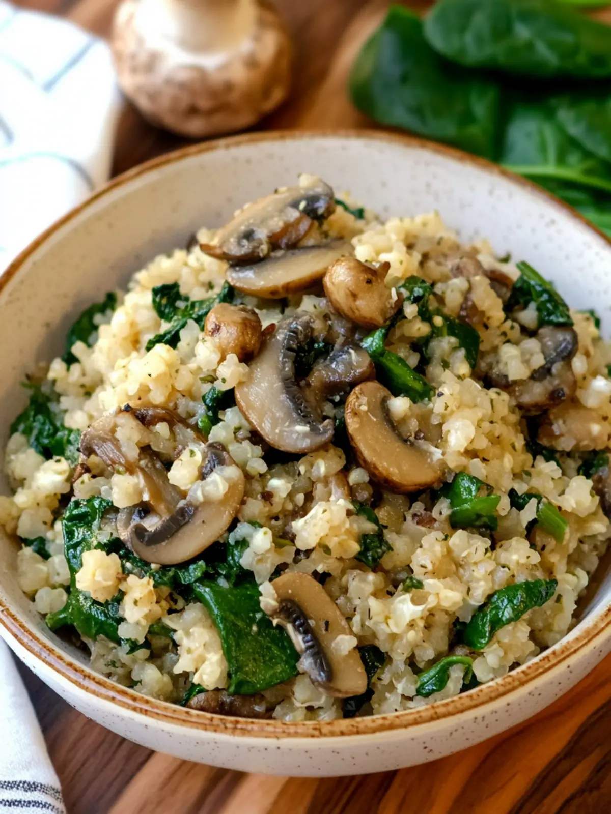 Savory Mushroom & Spinach Cauliflower Rice Made Easy 4 Mushroom & Spinach Cauliflower Rice