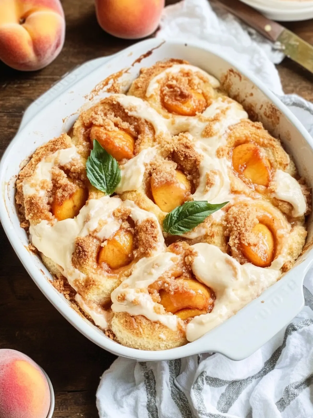 Homemade Peach Cobbler Cinnamon Rolls with Crumb Topping Bliss 4 Homemade Peach Cobbler Cinnamon Rolls
