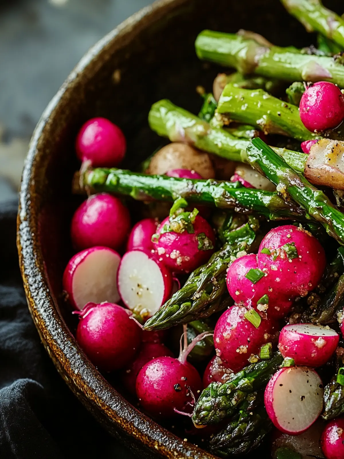 Roasted Asparagus and Radishes with Mustard Vinaigrette Bliss 3 Roasted Asparagus and Radishes with Mustard Vinaigrette