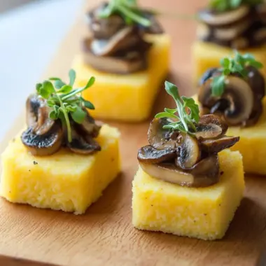 Savory Polenta Mushroom Canapé for Gourmet Snack Lovers 9 Polenta Mushroom Canapé