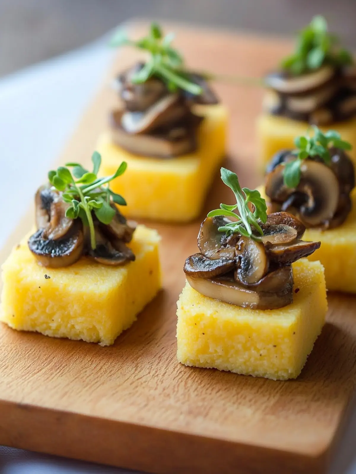 Savory Polenta Mushroom Canapé for Gourmet Snack Lovers 5 Polenta Mushroom Canapé