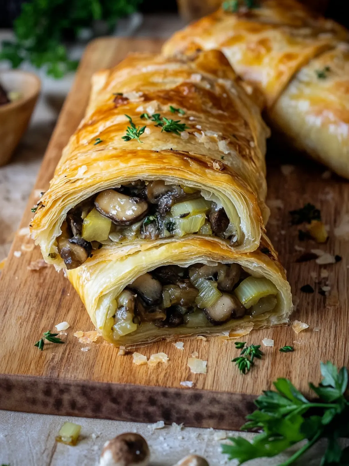 Mushroom Strudel with Leeks and Parmesan Cheese Delight 5 Mushroom Strudel with Leeks and Parmesan Cheese