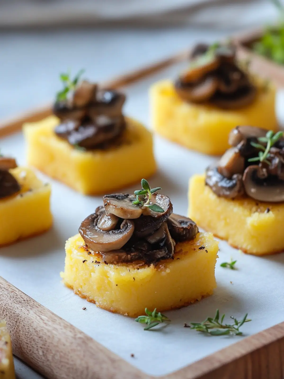 Savory Polenta Mushroom Canapé for Gourmet Snack Lovers 2 Polenta Mushroom Canapé