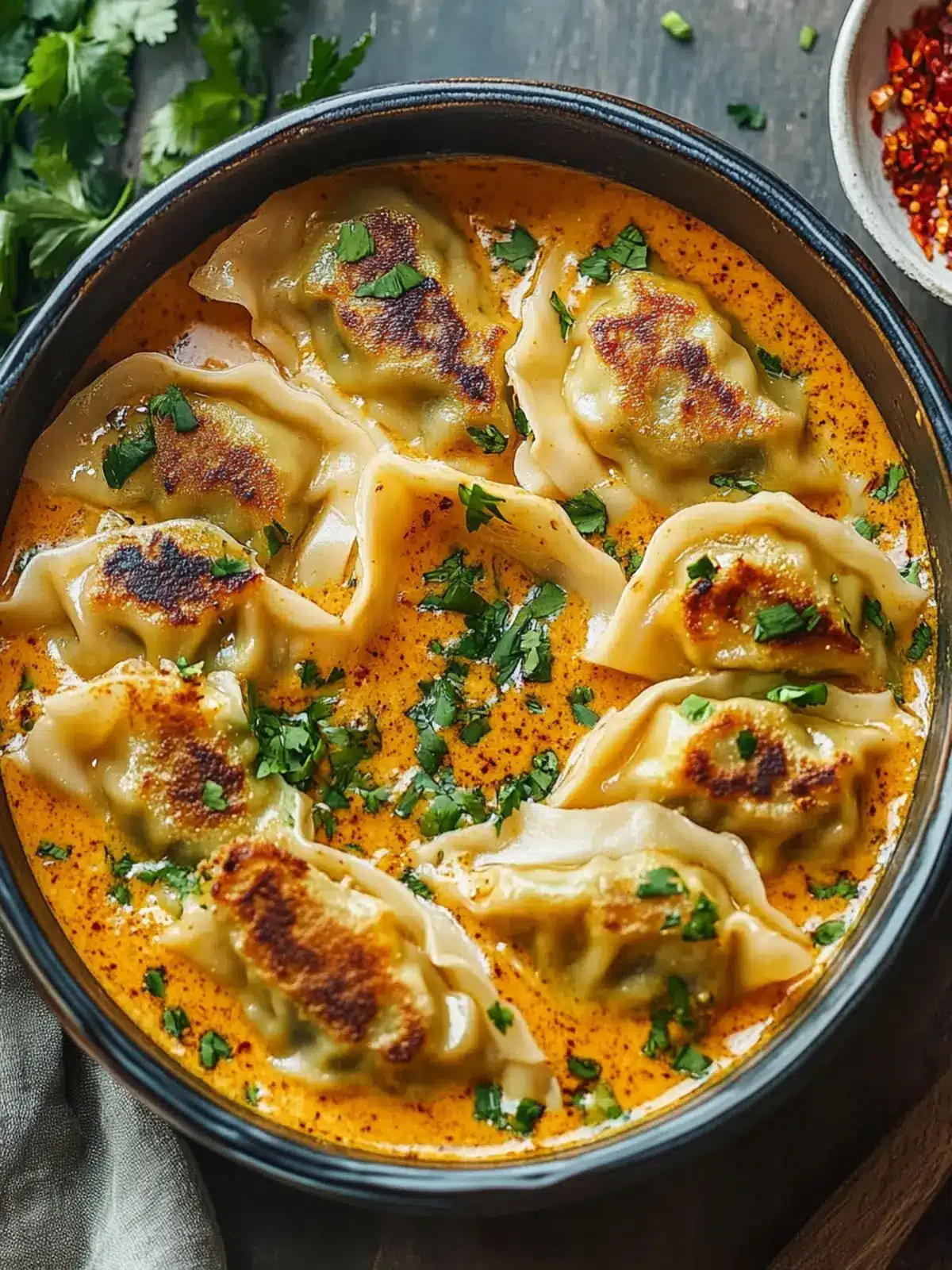 Savory Baked Potstickers with Thai Curry Sauce Delight 5 Baked Potstickers with Thai Curry Sauce