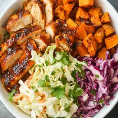 BBQ Chicken Bowls with Sweet Potatoes and Coleslaw Bliss 9 BBQ Chicken Bowls with Sweet Potatoes and Coleslaw