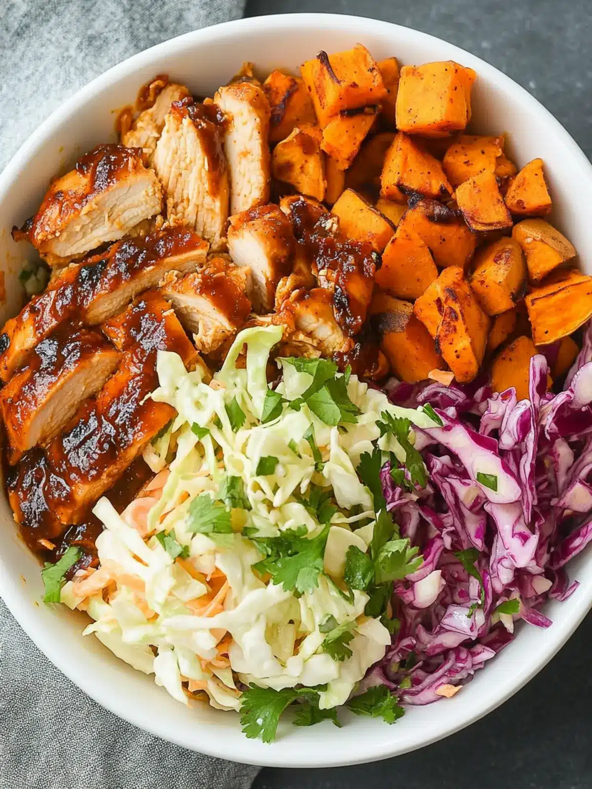 BBQ Chicken Bowls with Sweet Potatoes and Coleslaw Bliss 5 BBQ Chicken Bowls with Sweet Potatoes and Coleslaw