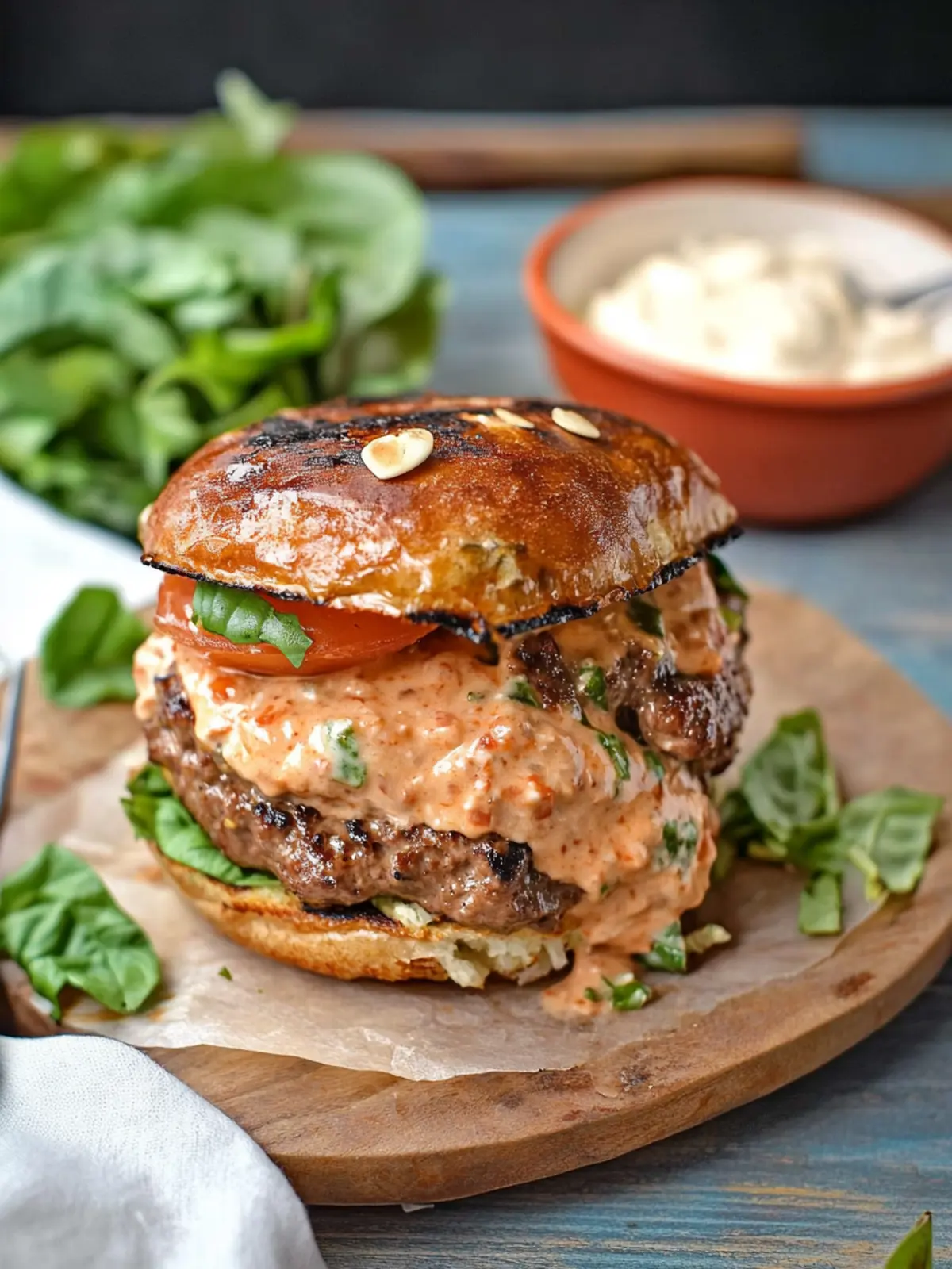 Savory Feta Burgers With Tomato Cream Sauce Delight 4 Feta Burgers With Tomato Cream Sauce