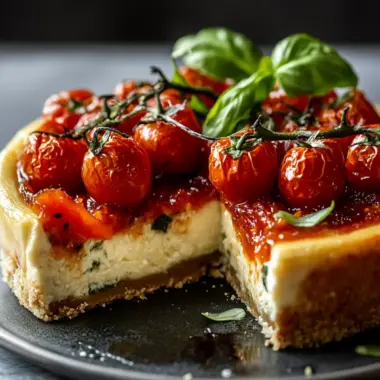 Savory Cheesecake with Roasted Tomato Jam & Parmesan Crust Delight 9 Cheesecake with Roasted Tomato Jam & Parmesan Crust