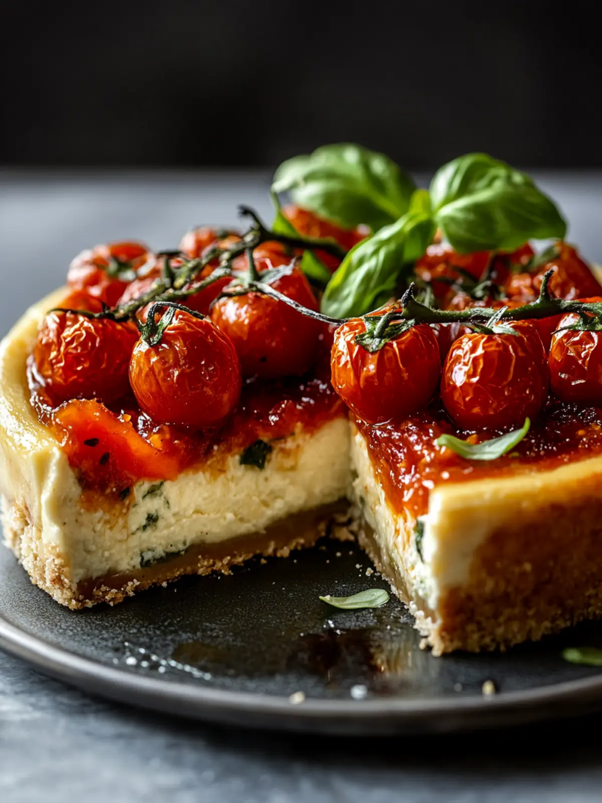 Savory Cheesecake with Roasted Tomato Jam & Parmesan Crust Delight 5 Cheesecake with Roasted Tomato Jam & Parmesan Crust