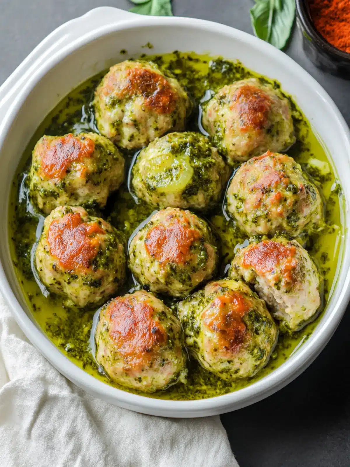 Savory Pesto Baked Turkey Meatballs: A Flavorful Twist! 2 Pesto Baked Turkey Meatballs