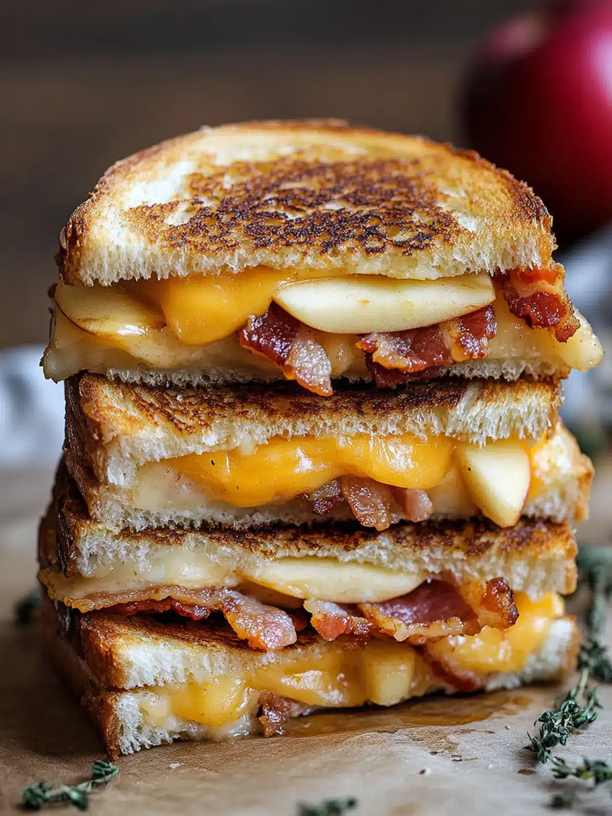 Savory Apple Bacon and Cheddar Grilled Cheese Bliss 3 Apple Bacon and Cheddar Grilled Cheese