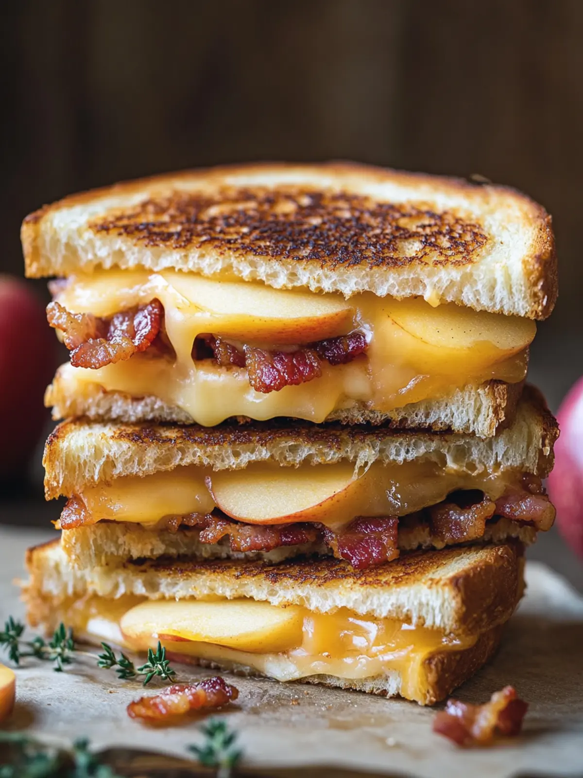 Savory Apple Bacon and Cheddar Grilled Cheese Bliss 4 Apple Bacon and Cheddar Grilled Cheese