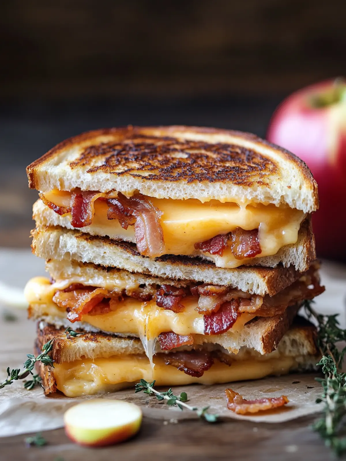 Savory Apple Bacon and Cheddar Grilled Cheese Bliss 2 Apple Bacon and Cheddar Grilled Cheese