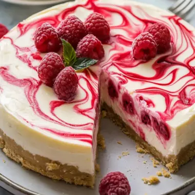 Decadent White Chocolate Raspberry Swirl Cheesecake Bliss 10 White Chocolate Raspberry Swirl Cheesecake