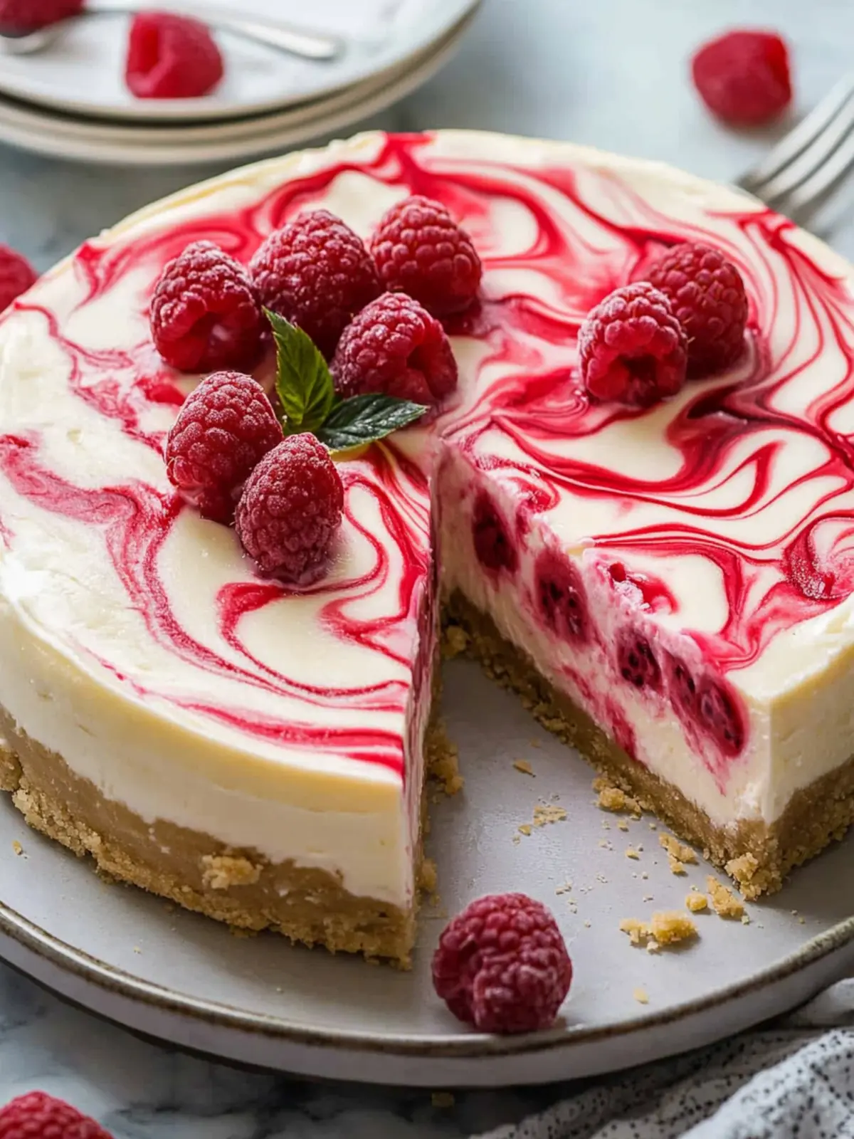 Decadent White Chocolate Raspberry Swirl Cheesecake Bliss 5 White Chocolate Raspberry Swirl Cheesecake