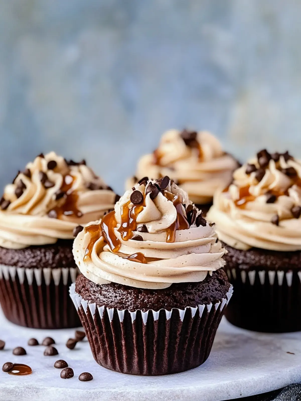 Indulge in Chocolate Espresso Cupcakes with Salted Caramel Buttercream 3 Chocolate Espresso Cupcakes with Salted Caramel Buttercream