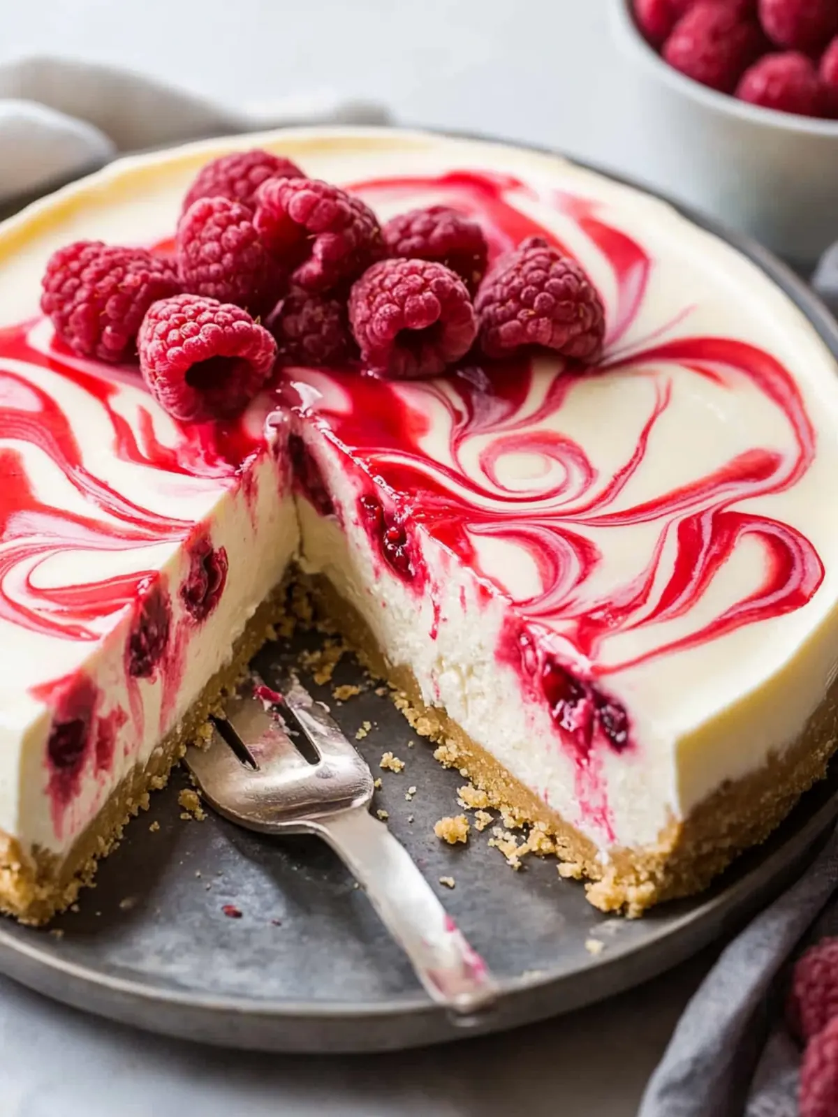 Decadent White Chocolate Raspberry Swirl Cheesecake Bliss 4 White Chocolate Raspberry Swirl Cheesecake