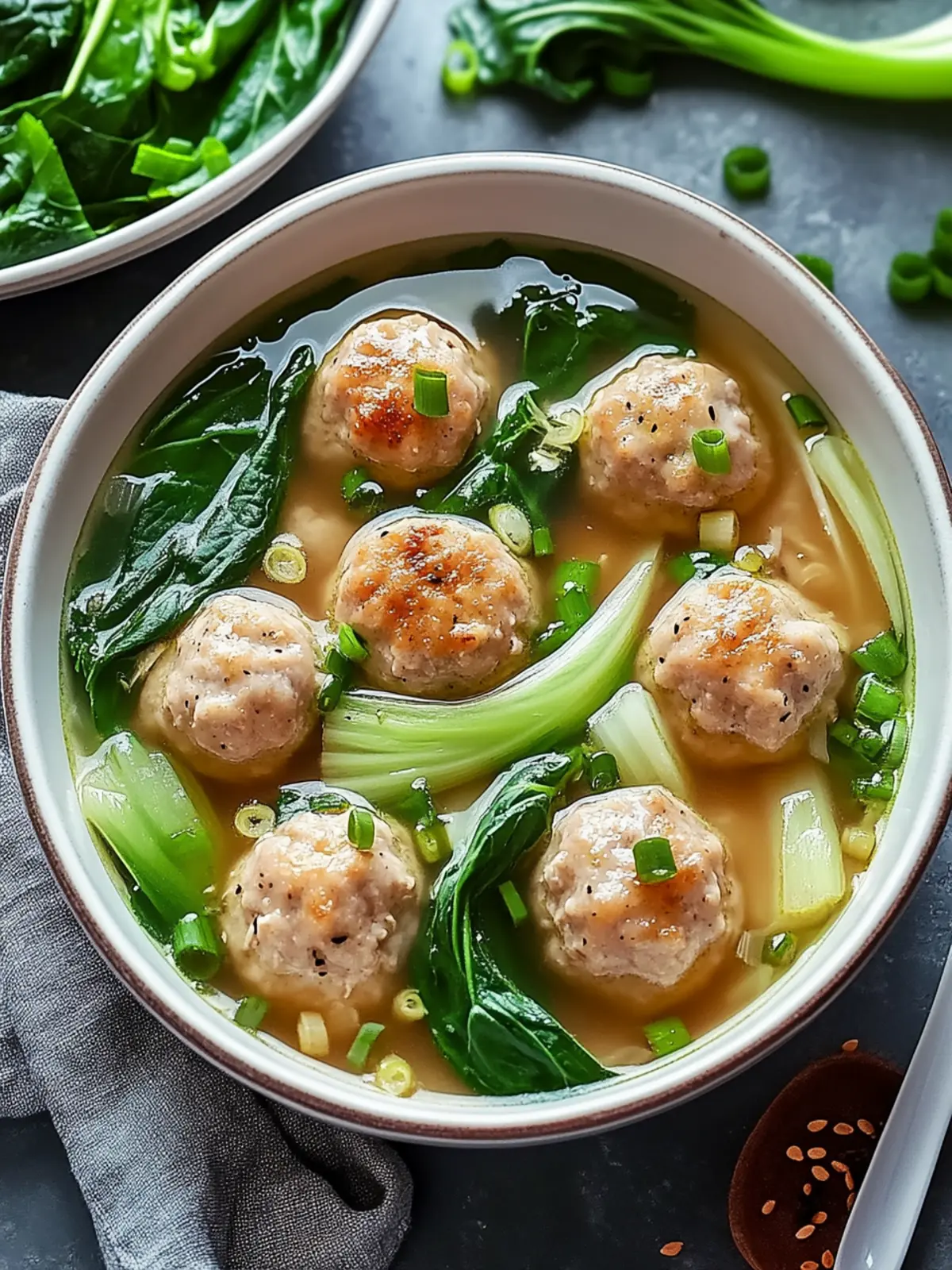 Ginger Chicken Meatball Soup with Bok Choy for Cozy Nights 2 Ginger Chicken Meatball Soup with Bok Choy