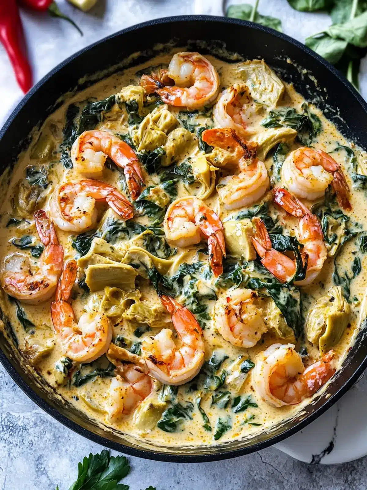 Creamy Spinach Artichoke Shrimp Skillet That You'll Crave 3 Creamy Spinach Artichoke Shrimp Skillet