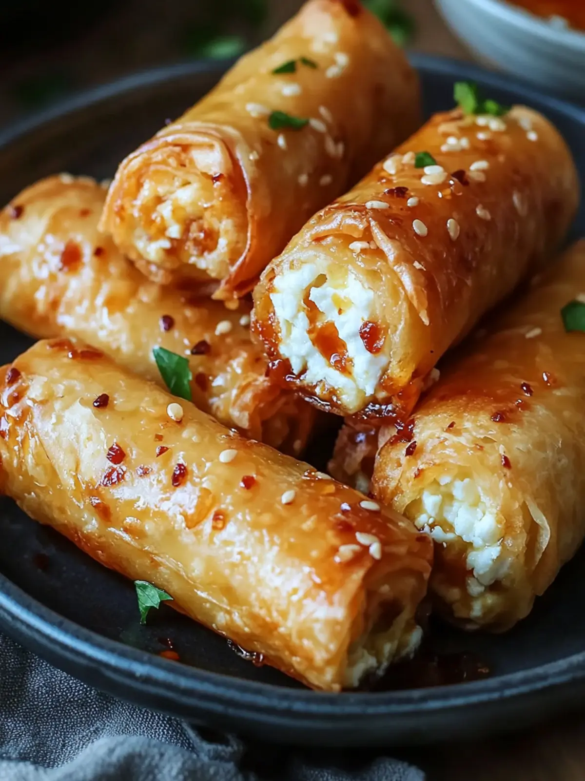Crispy Oven-Fried Feta Rolls with Chili Honey You’ll Love 5 Oven-Fried Feta Rolls with Chili Honey