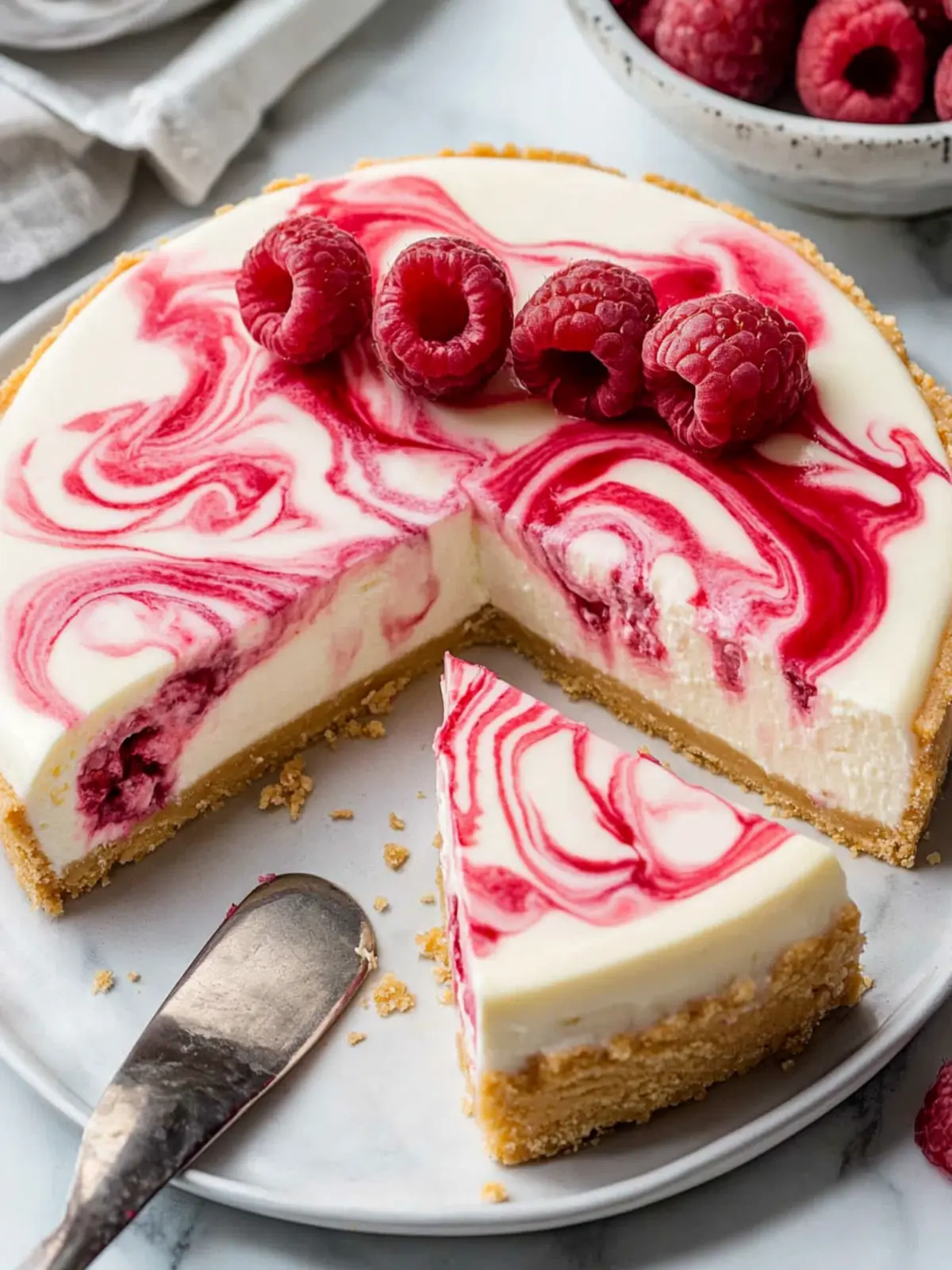 Decadent White Chocolate Raspberry Swirl Cheesecake Bliss 3 White Chocolate Raspberry Swirl Cheesecake