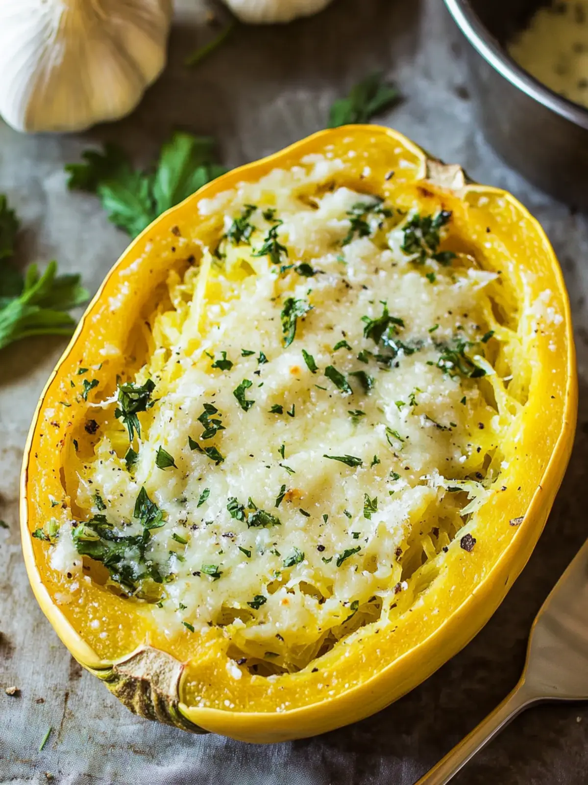 Creamy Garlic Parmesan Spaghetti Squash You'll Love 2 Garlic Parmesan Spaghetti Squash