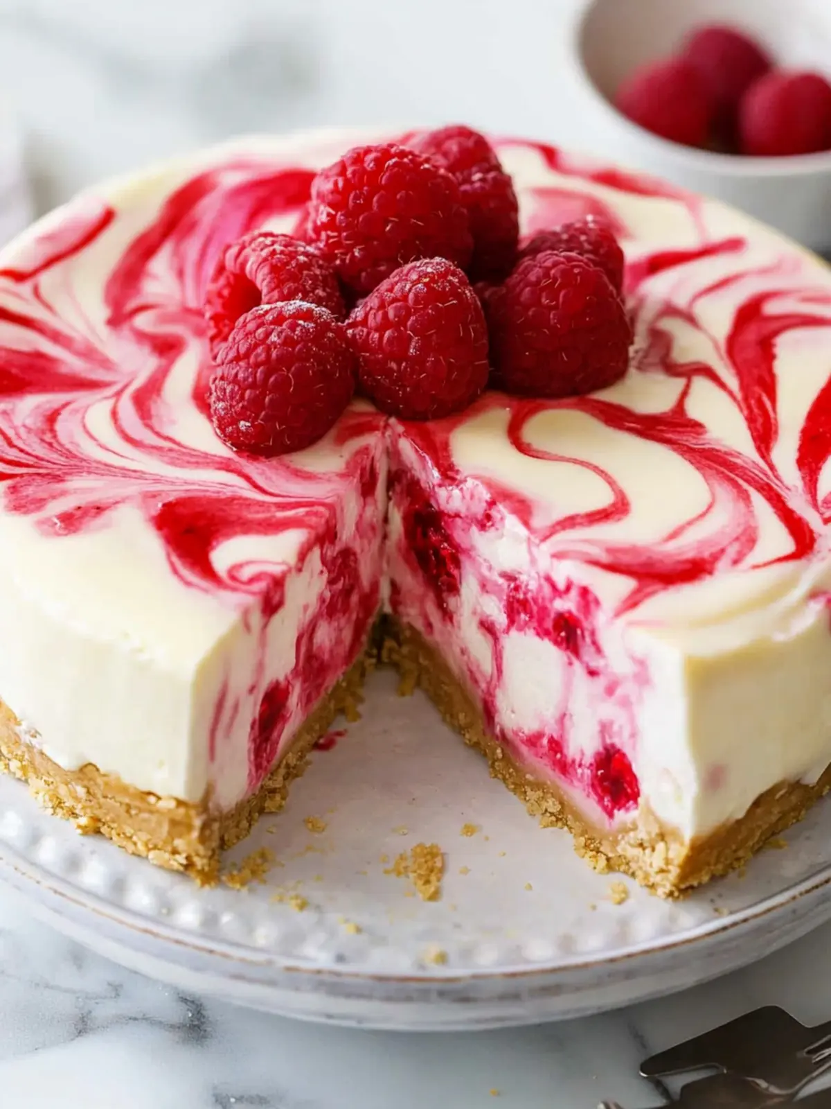 Decadent White Chocolate Raspberry Swirl Cheesecake Bliss 2 White Chocolate Raspberry Swirl Cheesecake