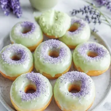Irresistible Matcha Mini Donuts with Lavender Glaze Bliss 9 Matcha Mini Donuts with Lavender Glaze
