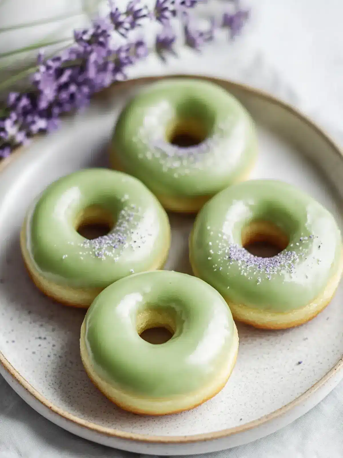 Irresistible Matcha Mini Donuts with Lavender Glaze Bliss 3 Matcha Mini Donuts with Lavender Glaze