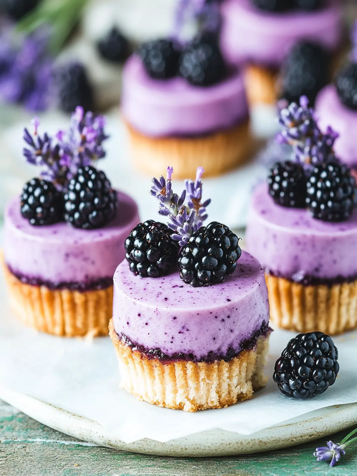 Heavenly Mini Blackberry Lavender Cheesecakes to Savor 4 Mini Blackberry Lavender Cheesecakes