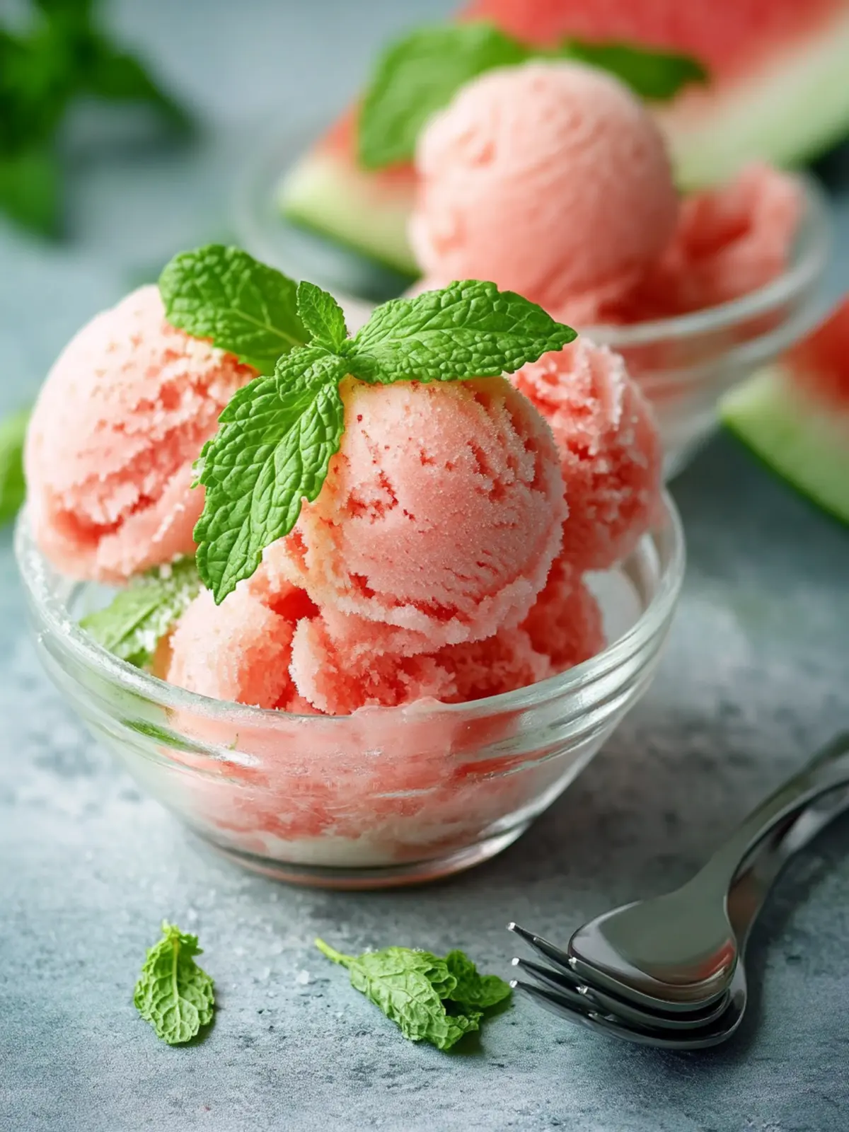 Delightful Fresh Mint Ice Cream with Salted Watermelon Granita 4 Fresh Mint Ice Cream with Salted Watermelon Granita