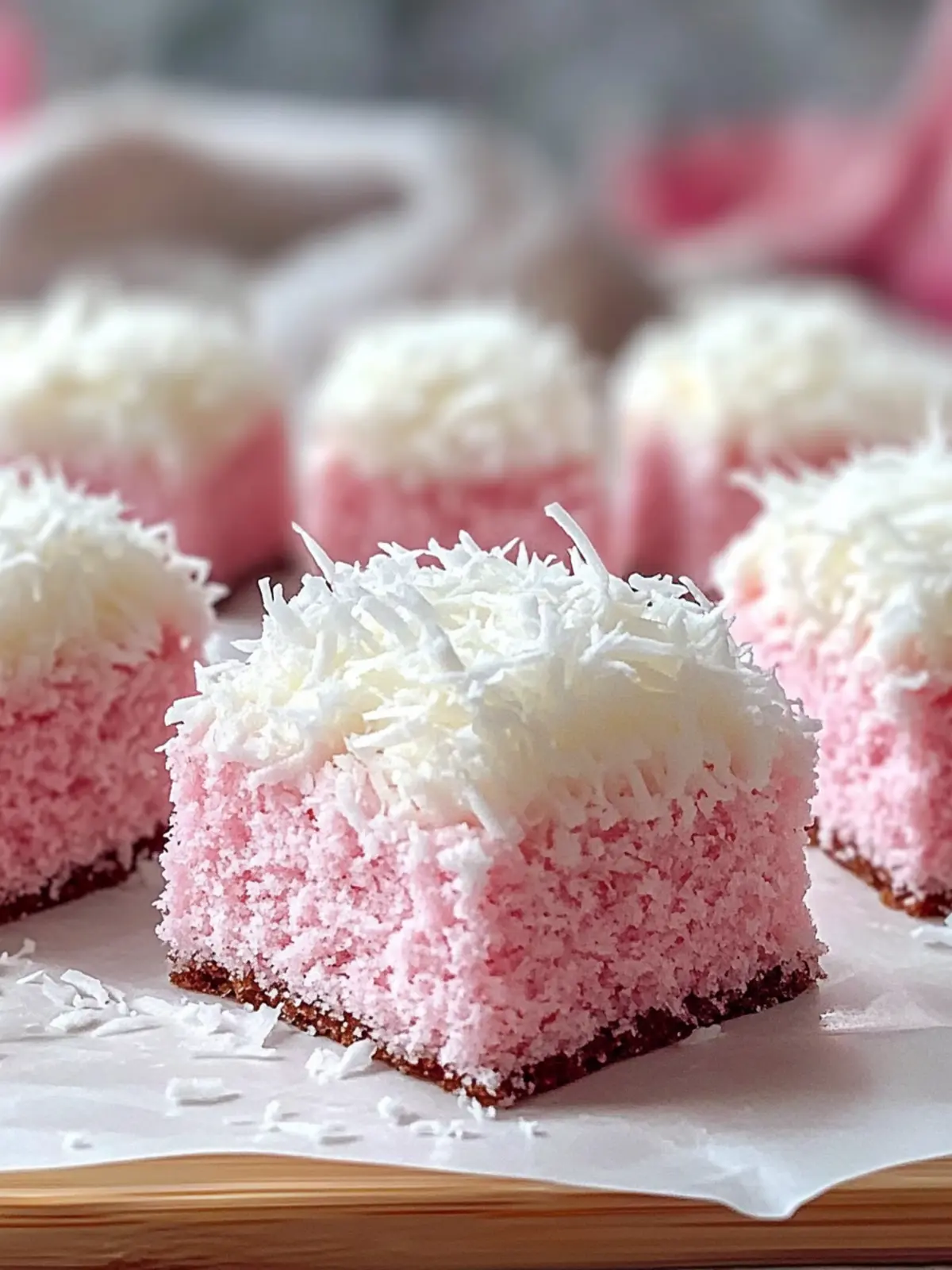 Savor Pink Coconut Snowball Cake Bars for Sweet Bliss 3 Pink Coconut Snowball Cake Bars