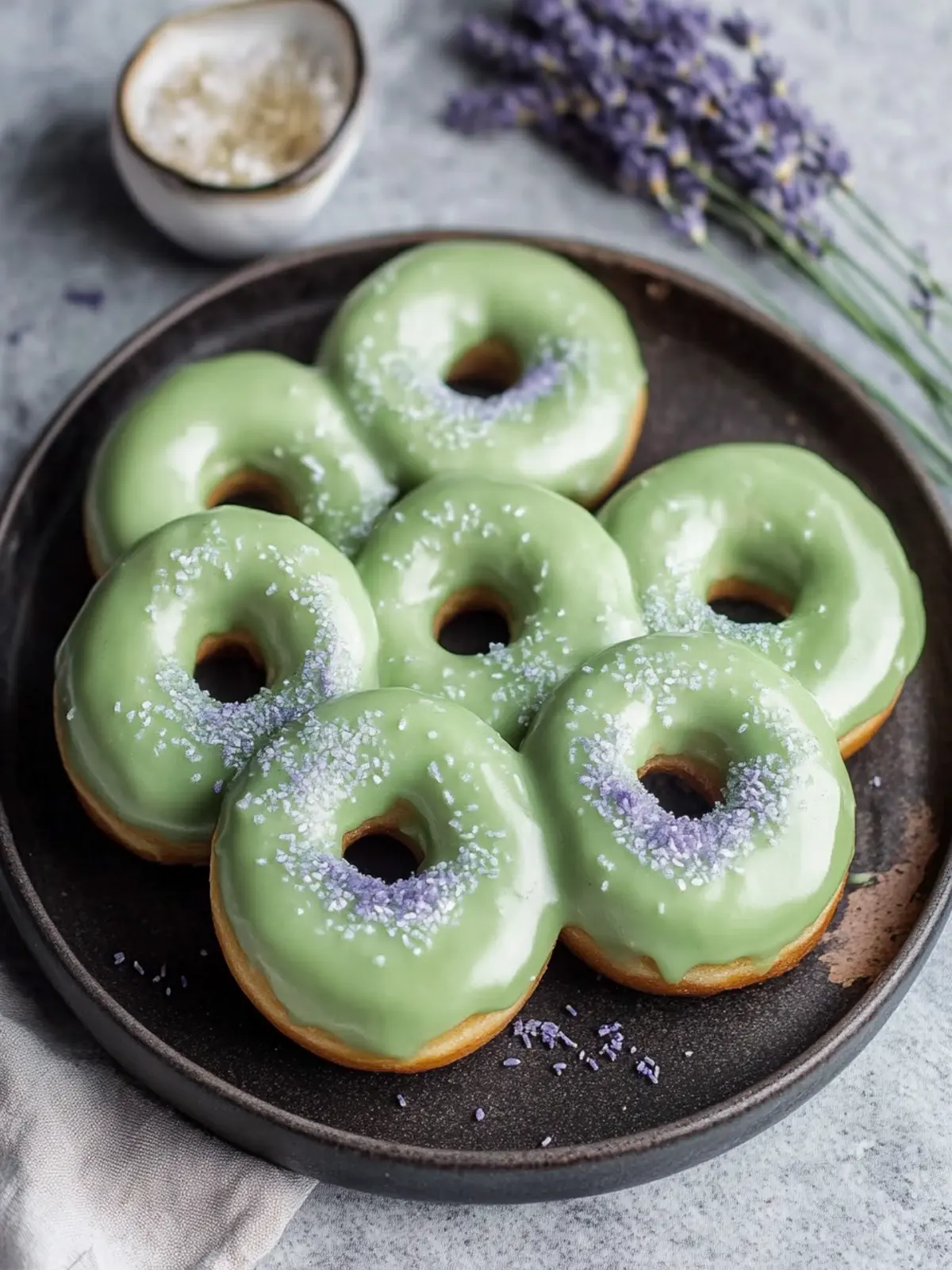 Irresistible Matcha Mini Donuts with Lavender Glaze Bliss 2 Matcha Mini Donuts with Lavender Glaze