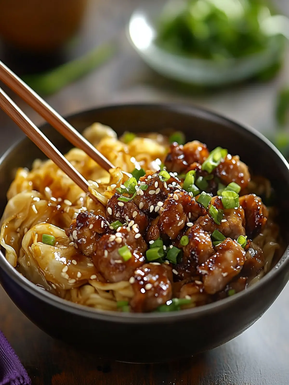 Delicious Potsticker Noodle Bowl with Pork & Cabbage Slaw 4 Potsticker Noodle Bowl with Pork & Cabbage Slaw