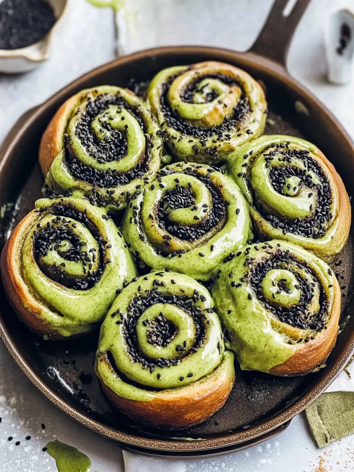 Vegan Matcha Black Sesame Cinnamon Rolls You’ll Adore 2 Vegan Matcha Black Sesame Cinnamon Rolls