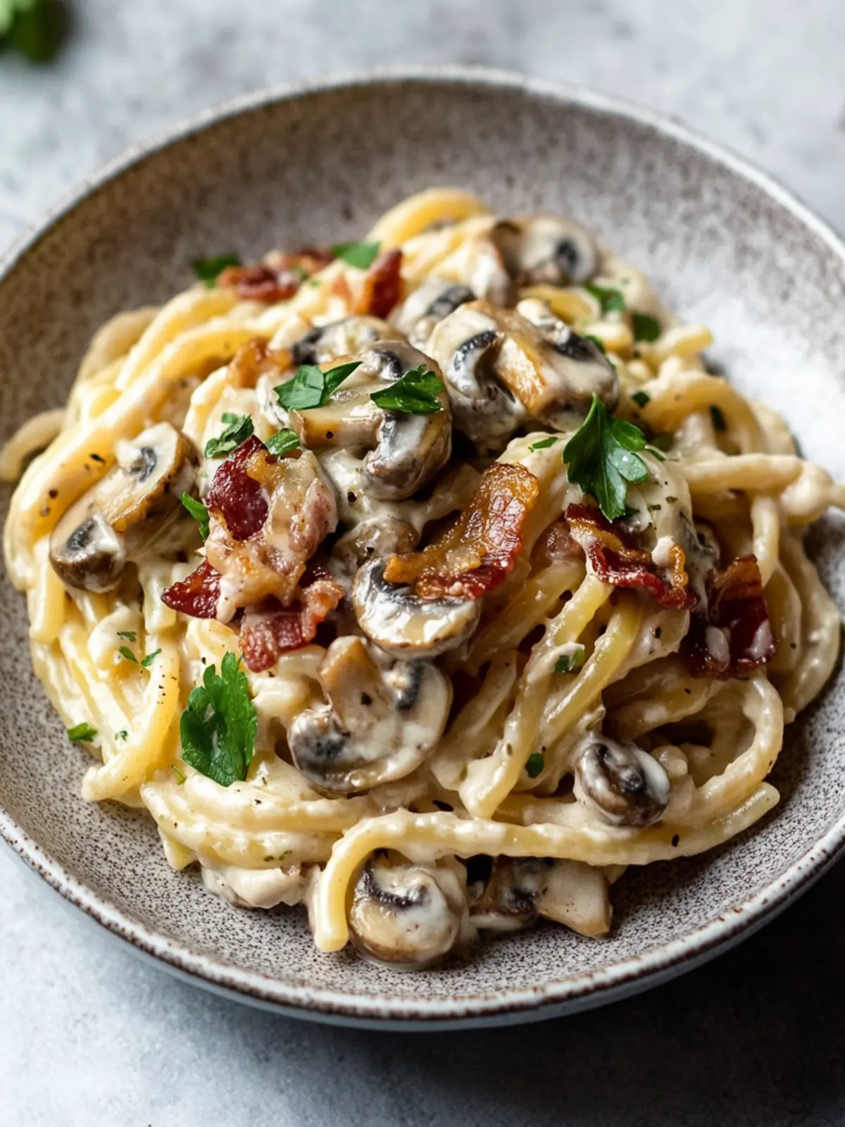 Indulge in Creamy Bacon and Mushroom Pasta Bliss 2 Creamy Bacon and Mushroom Pasta