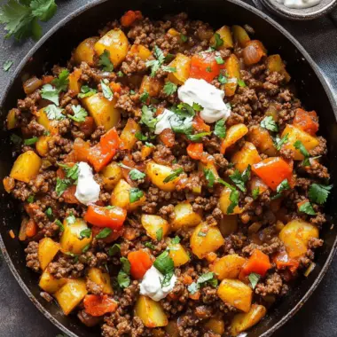 Sizzling Mexican Ground Beef and Potato Skillet Delight 9 Mexican Ground Beef and Potato Skillet