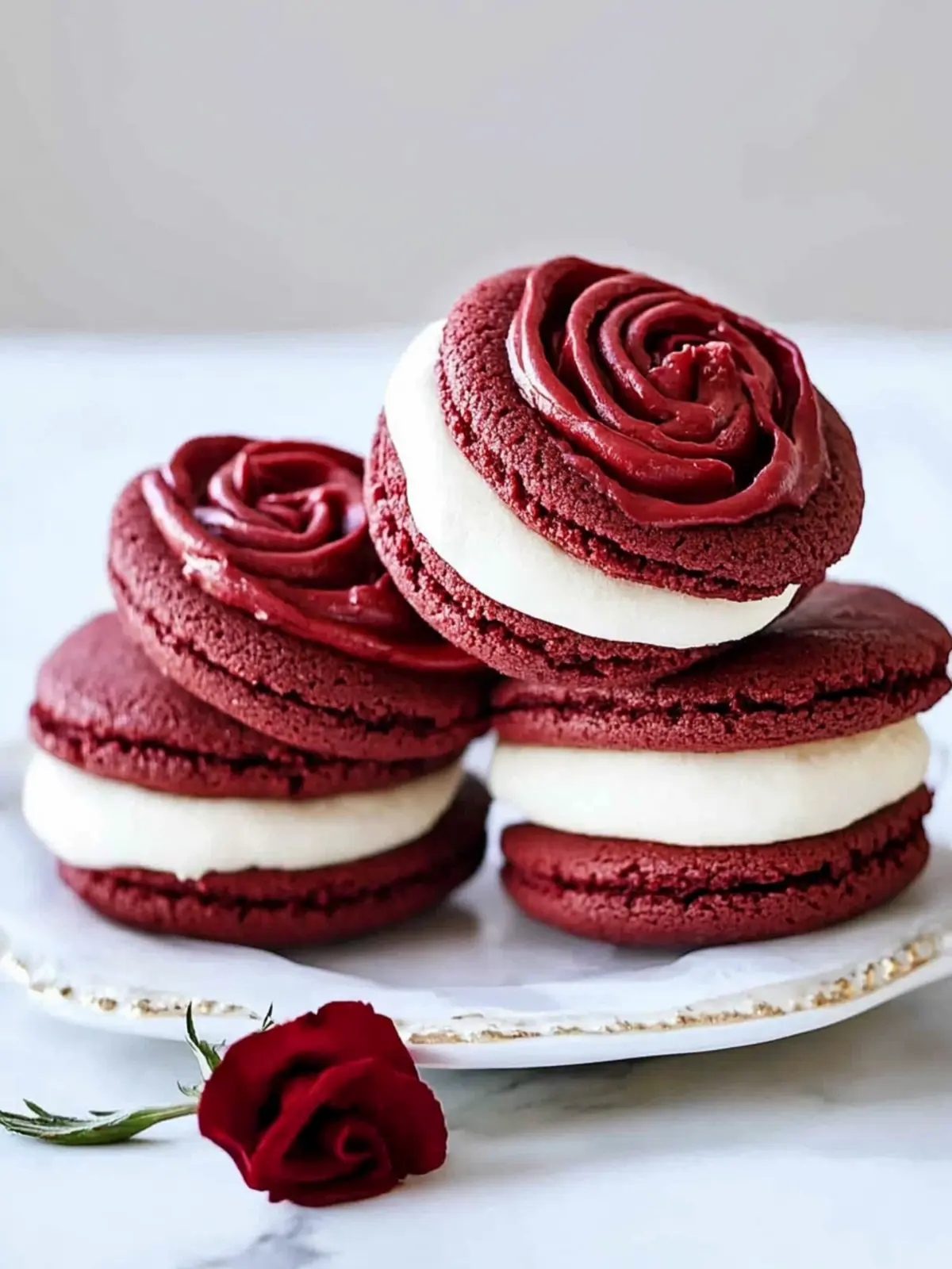 Delicious Red Velvet Rose Sandwich Cookies to Brighten Your Day 2 Red Velvet Rose Sandwich Cookies