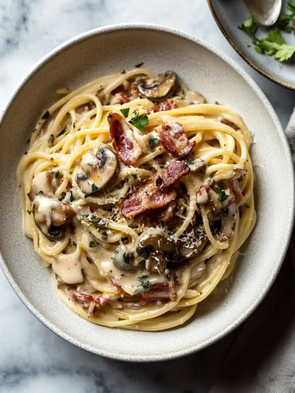 Indulge in Creamy Bacon and Mushroom Pasta Bliss 4 Creamy Bacon and Mushroom Pasta