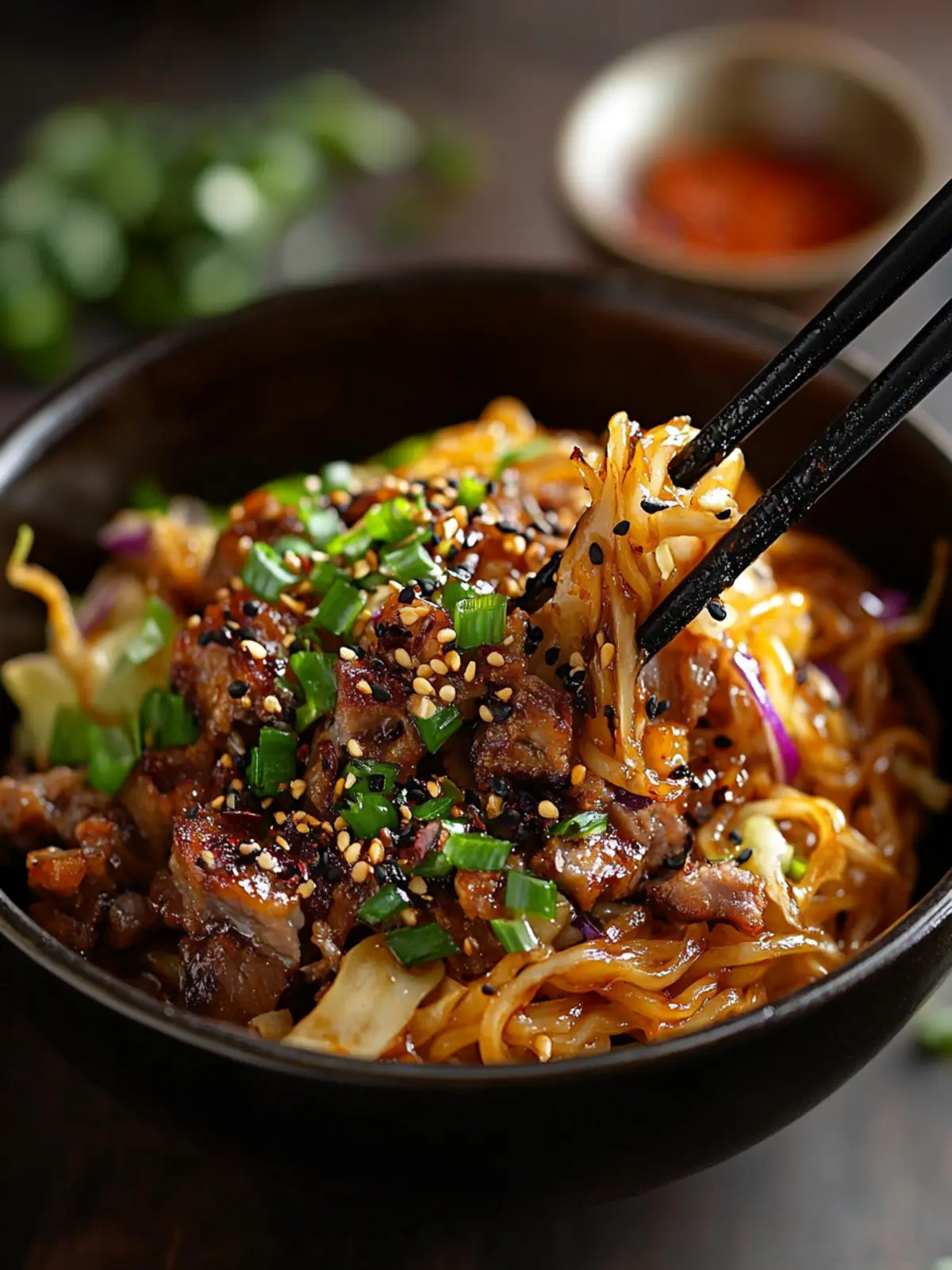 Delicious Potsticker Noodle Bowl with Pork & Cabbage Slaw 2 Potsticker Noodle Bowl with Pork & Cabbage Slaw