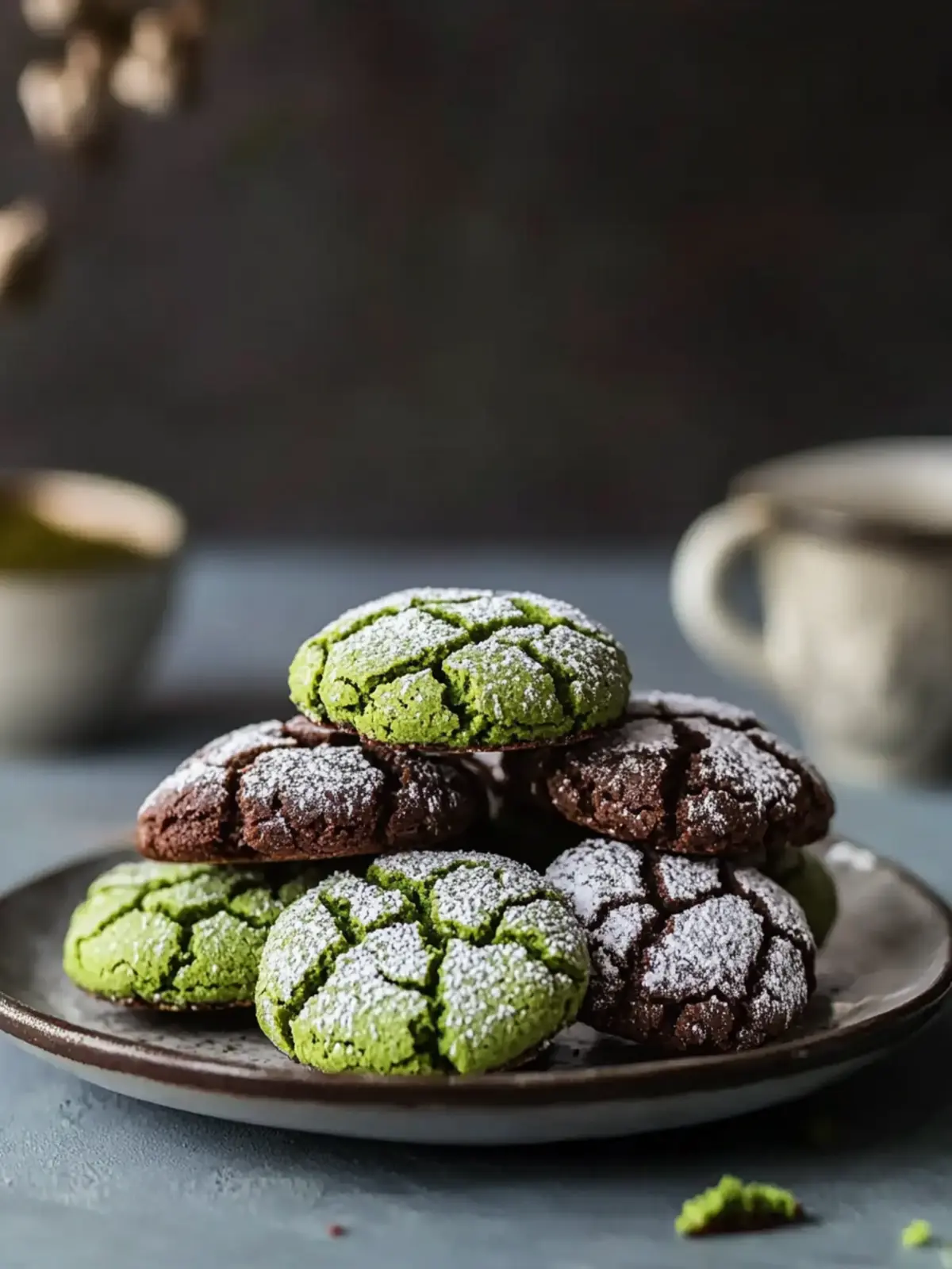 Delicious Matcha Chocolate Crinkle Cookies You'll Love 3 Matcha Chocolate Crinkle Cookies