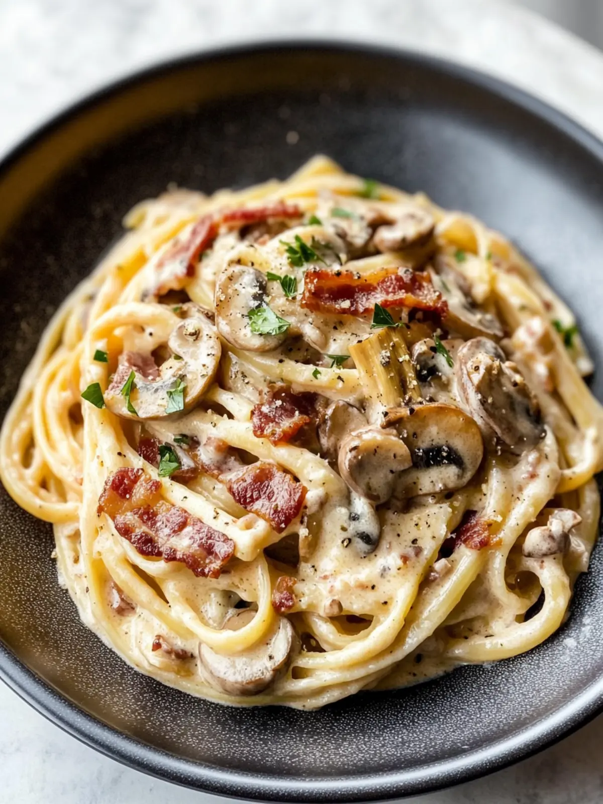 Indulge in Creamy Bacon and Mushroom Pasta Bliss 3 Creamy Bacon and Mushroom Pasta