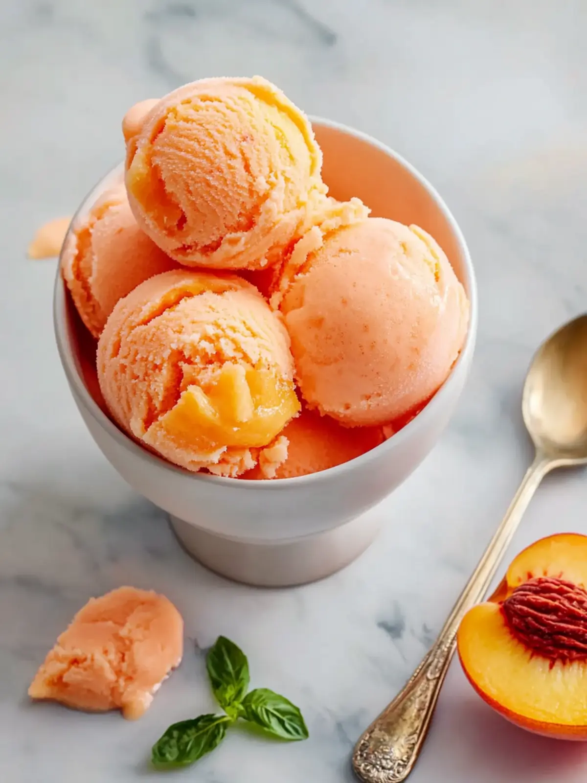 Deliciously Creamy Peach Sorbet You Can Make at Home 2 Peach Sorbet